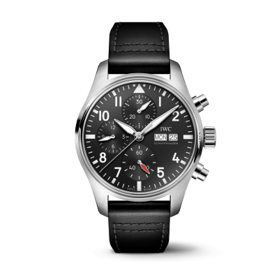 IWC Schaffhausen Pilot 's Watch CHRONOGRAPH 41 IW388111 41mm steel case leather strap chronograph day date