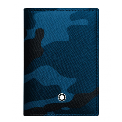 Montblanc Sartorial 118686 Blaues Camouflage Leder Polyester Kartenetui